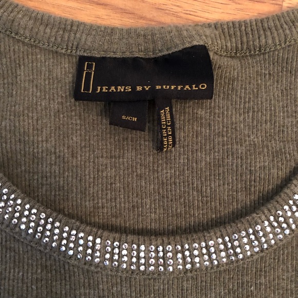 Army Green Rhinestone Ribbed Tank Top - Picture 6 of 6